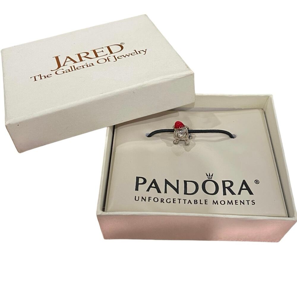 Retired Pandora Sterling Silver Red Enamel Christmas Puppy Dog Charm